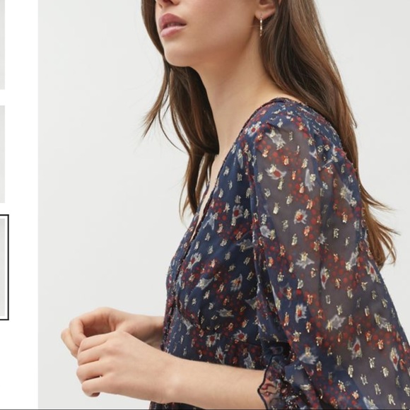 1 left! UO Floral chiffon dress - Picture 3 of 4